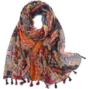 Boho Scarf for Women Lightweight Floral Printed Scarf Fall Winter